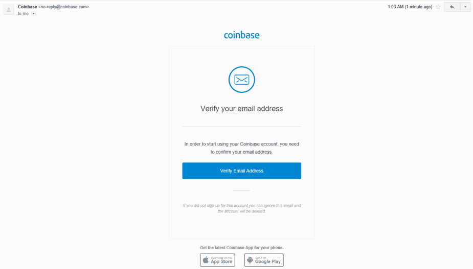 Coinbase Account Verification Email