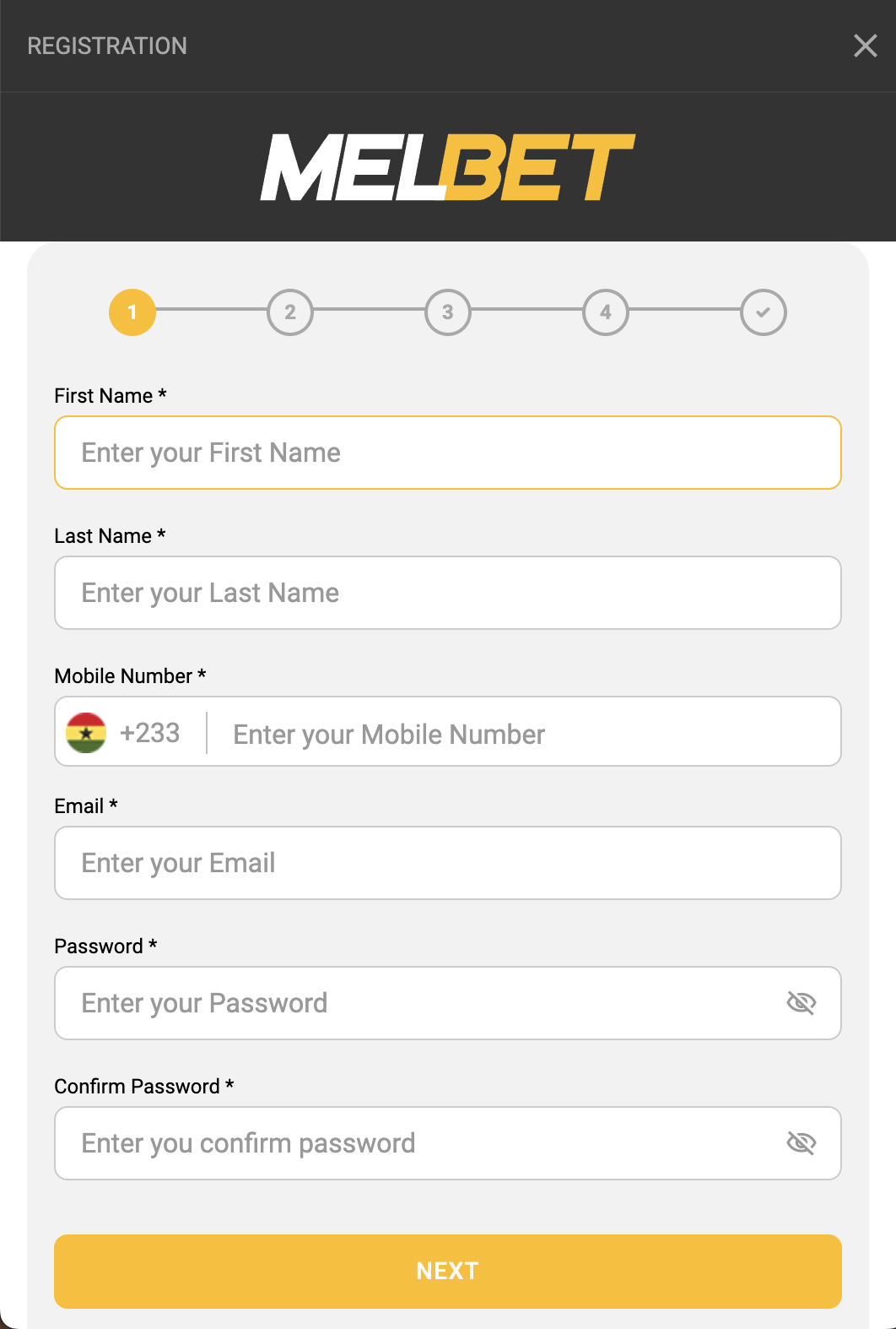 Melbet registration