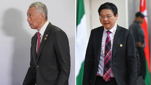 Thủ tướng Lý Hiển Long (trái) sẽ từ nhiệm vào tháng 5; Phó Thủ tướng Lawrence Wong lên thay.
