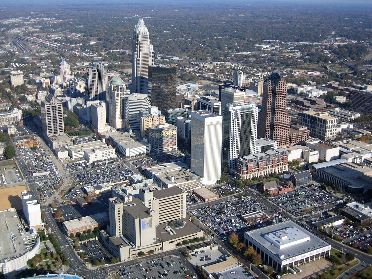 Uptown Charlotte aerial view