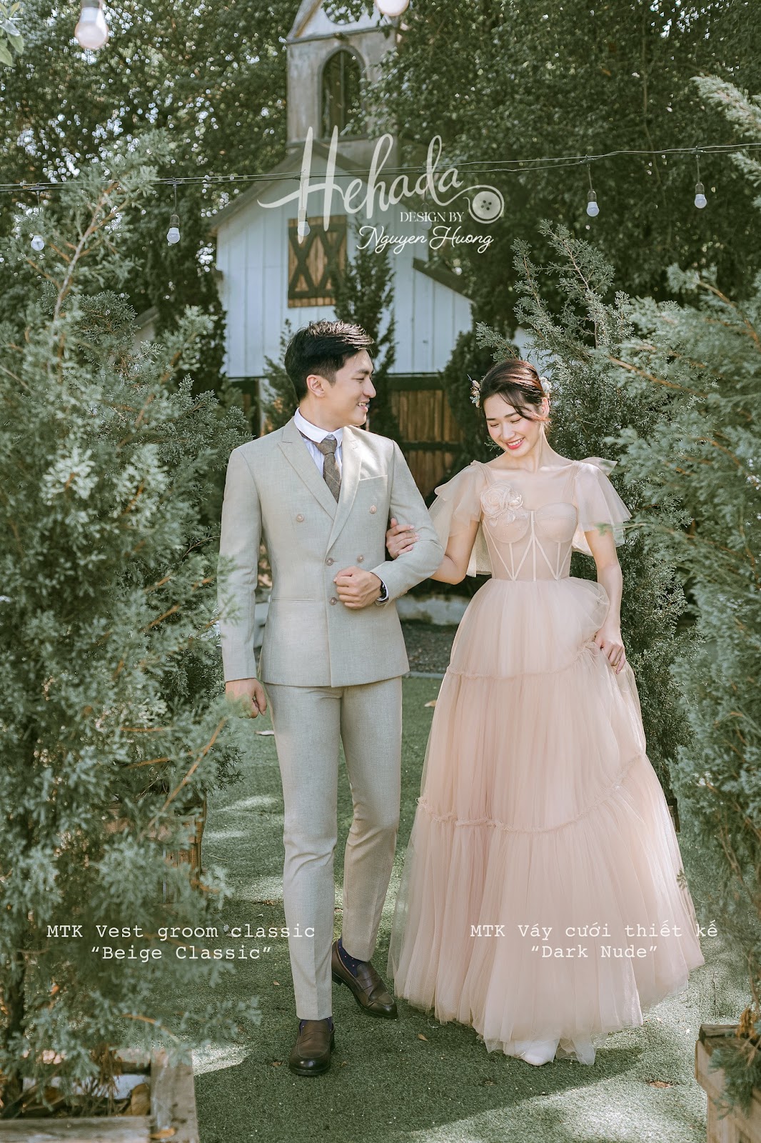 Couple vest Beige Classic và váy cưới Dark Nude