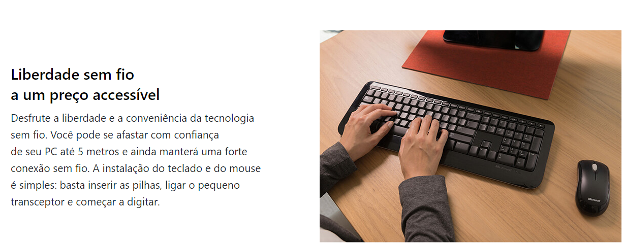 Teclado e Mouse Sem Fio Microsoft, 850, ABNT 2 - PY900021 +