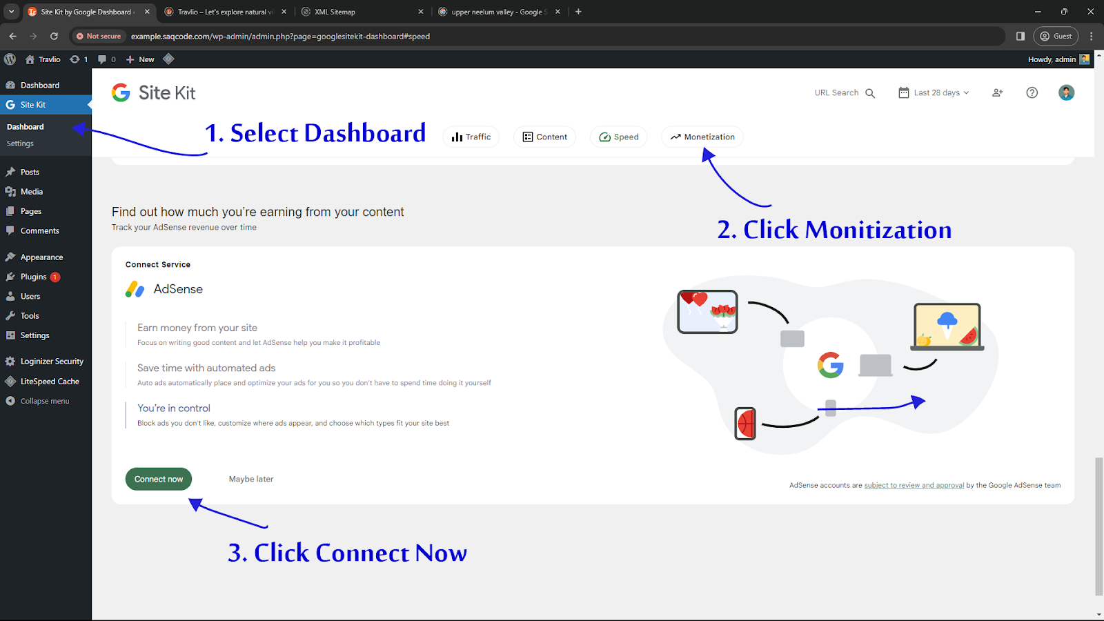 connecting wordpress with AdSense