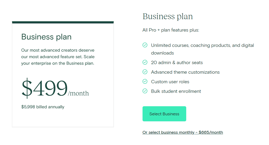 Pricing Plans for Teachable