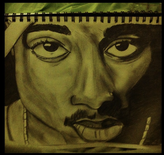 My sister, Samantha Chacon's drawing of rapper, Tupac Shakur.