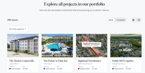 Fundrise’s portfolio of single-family, multifamily, and industrial properties. 