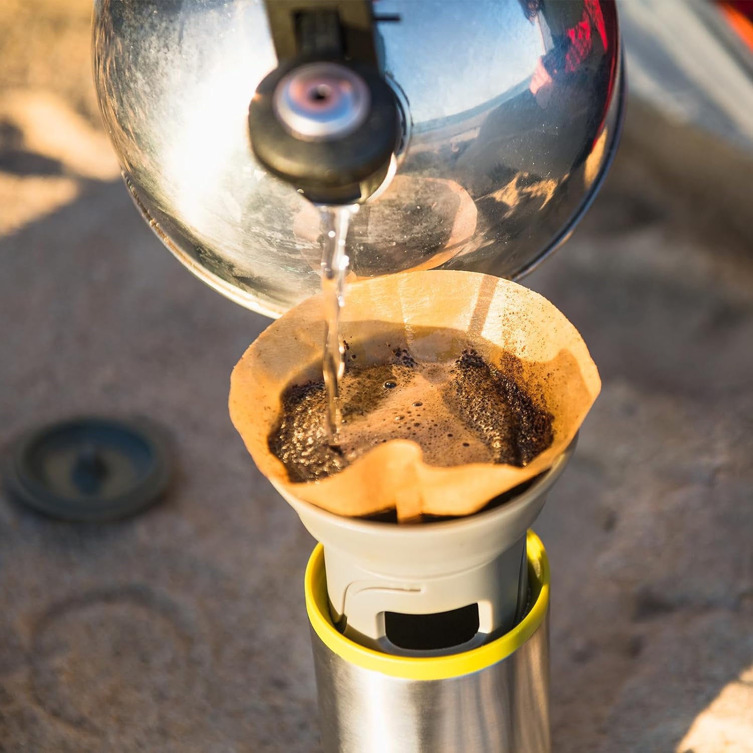 pour over coffee method while camping