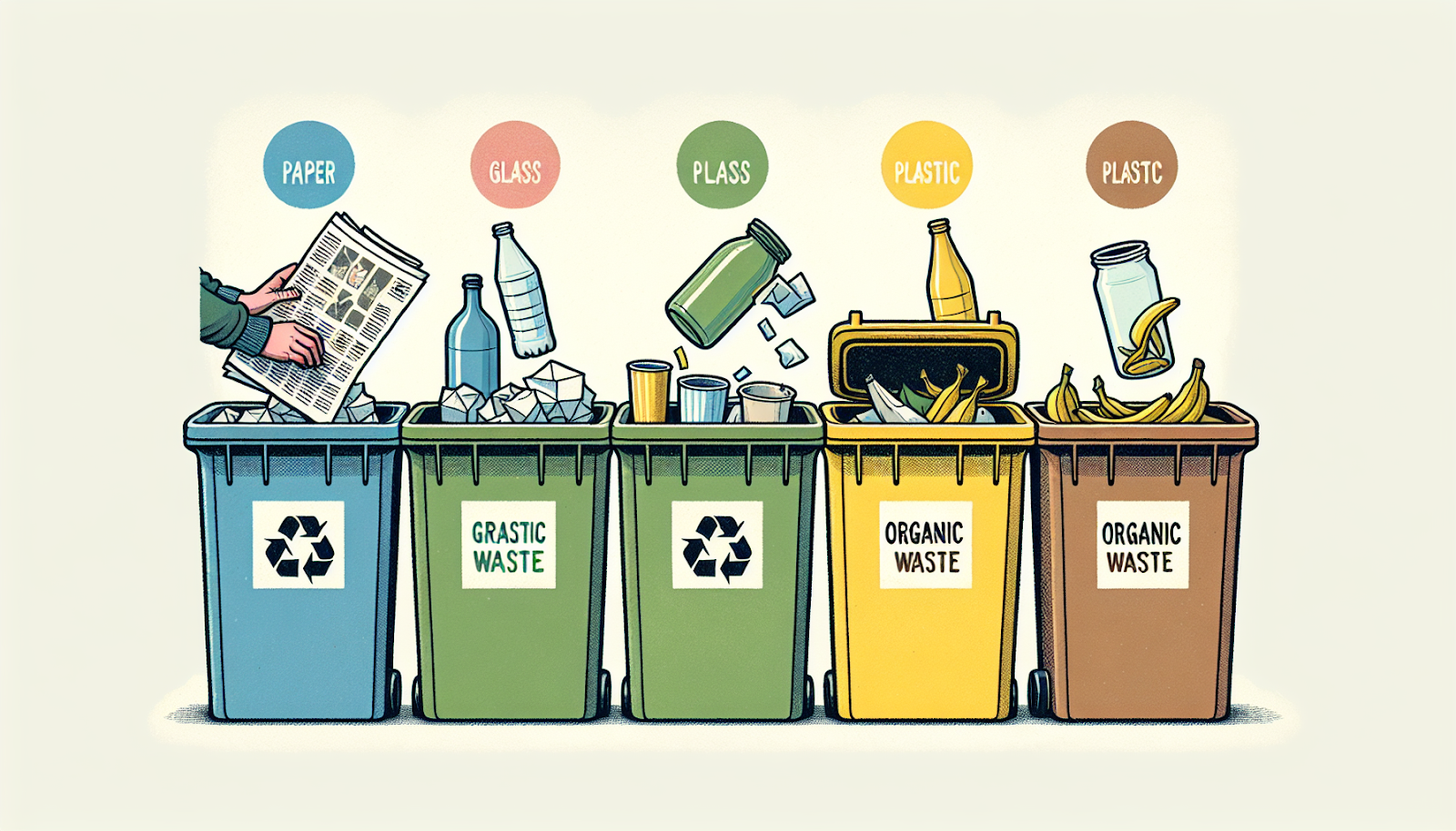 Illustration of waste sorting process