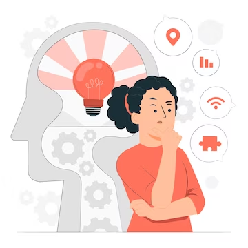 Graphic of A Girl Thinking of Ideas