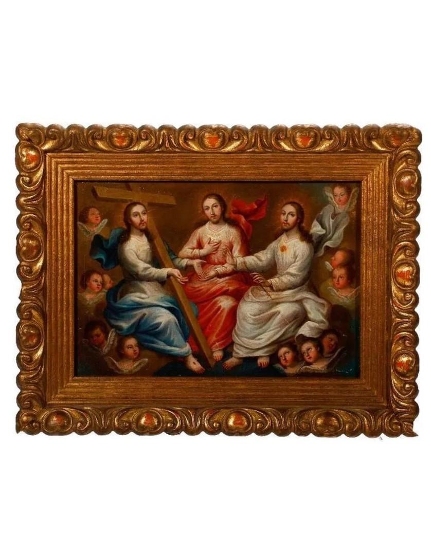 A painting of a group of women in a gold frame

Description automatically generated