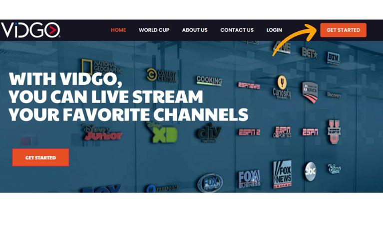 Visiting the Vidgo website