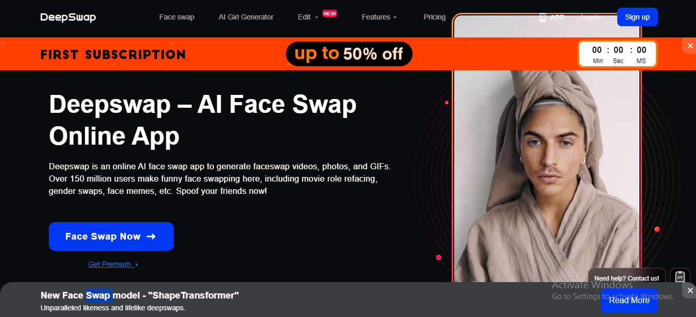 Deepswap create AI Face swap online app