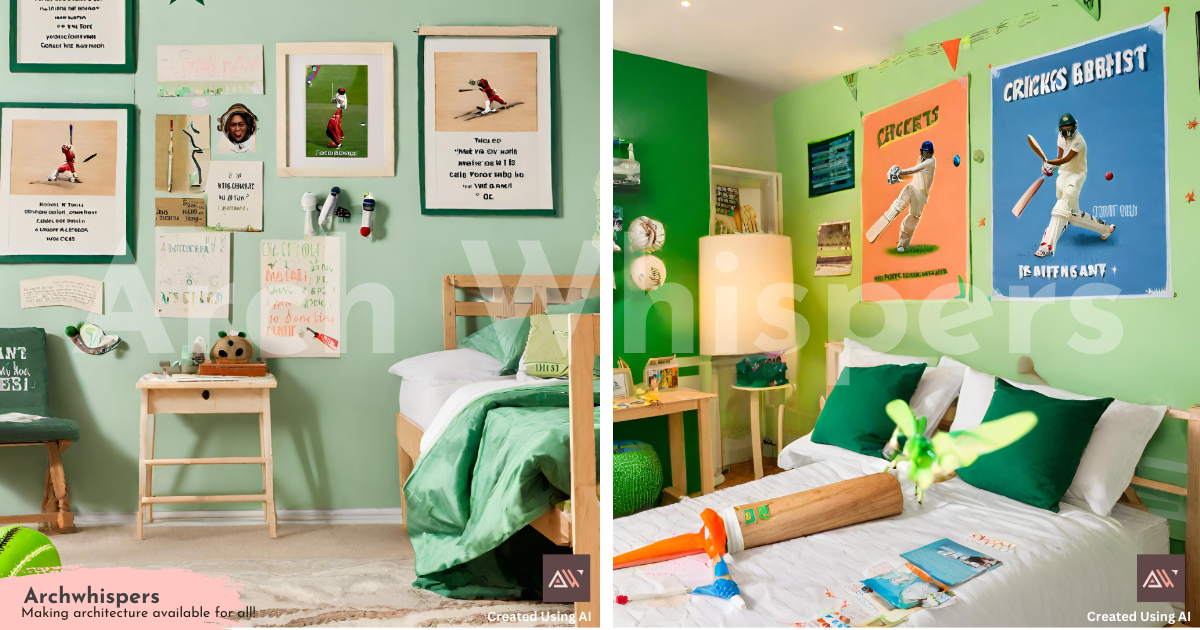 Cricket-Themed Decoration Ideas for Bedrooms Using Posters & Bats
