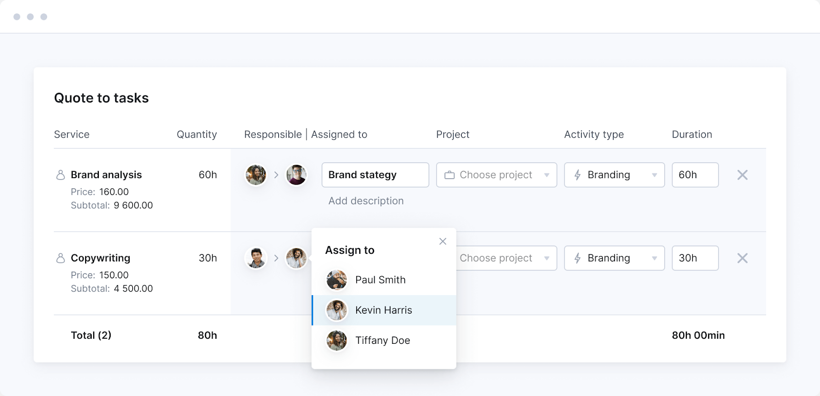 Automate project planning in Scoro