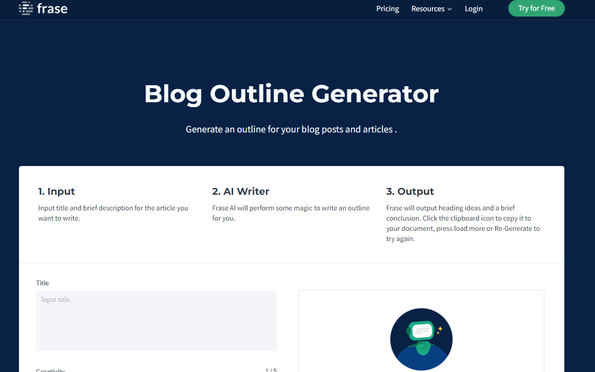 Frase Blog Outline Generator