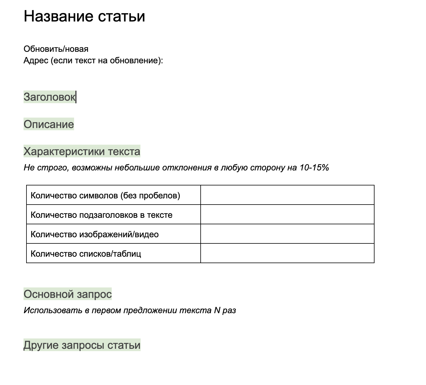 ТЗ для копирайтера: пошаговая инструкция и шаблон – PR-CY Блог