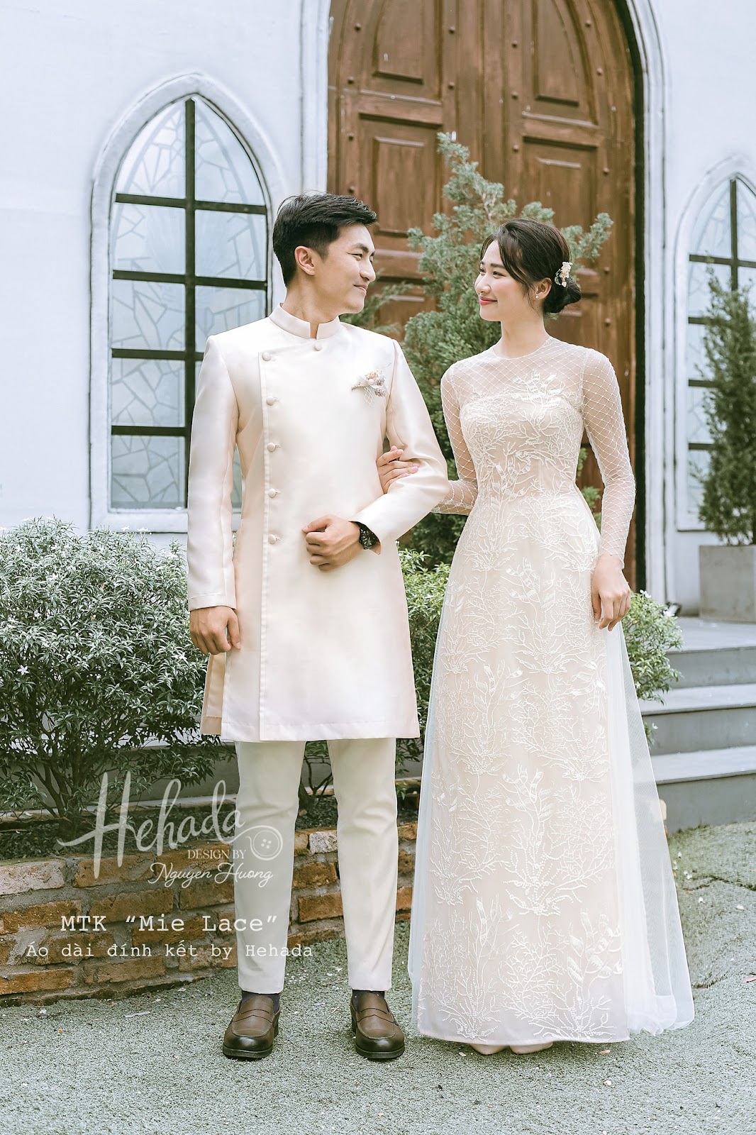 Cặp đôi áo dài nam & nữ Mie Lace 