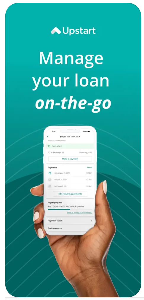 Image from Upstart's website of a user managing their loan on their smartphone