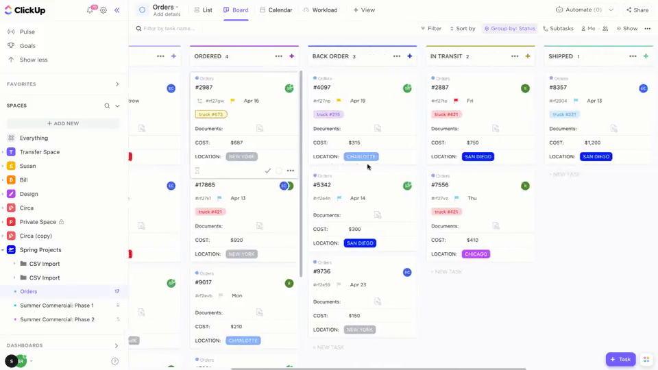 Kanban Charts in ClickUP