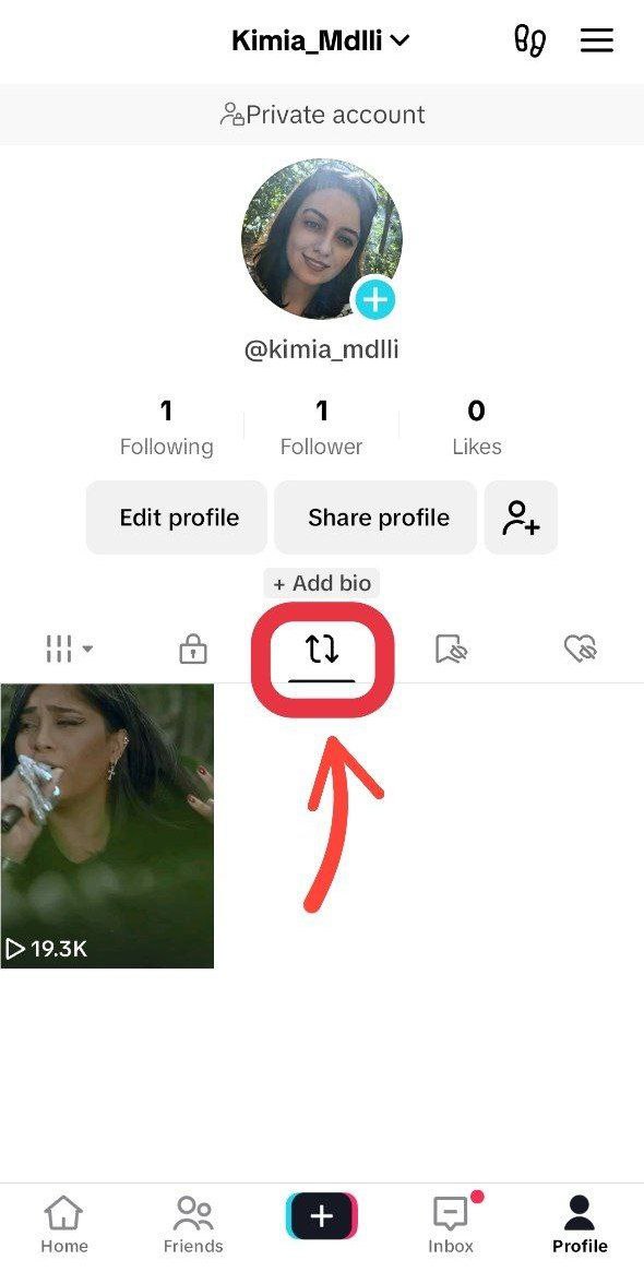 Repost button on the profile