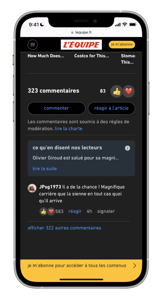 L'Équipe use of AI in the comments section to increase engagement