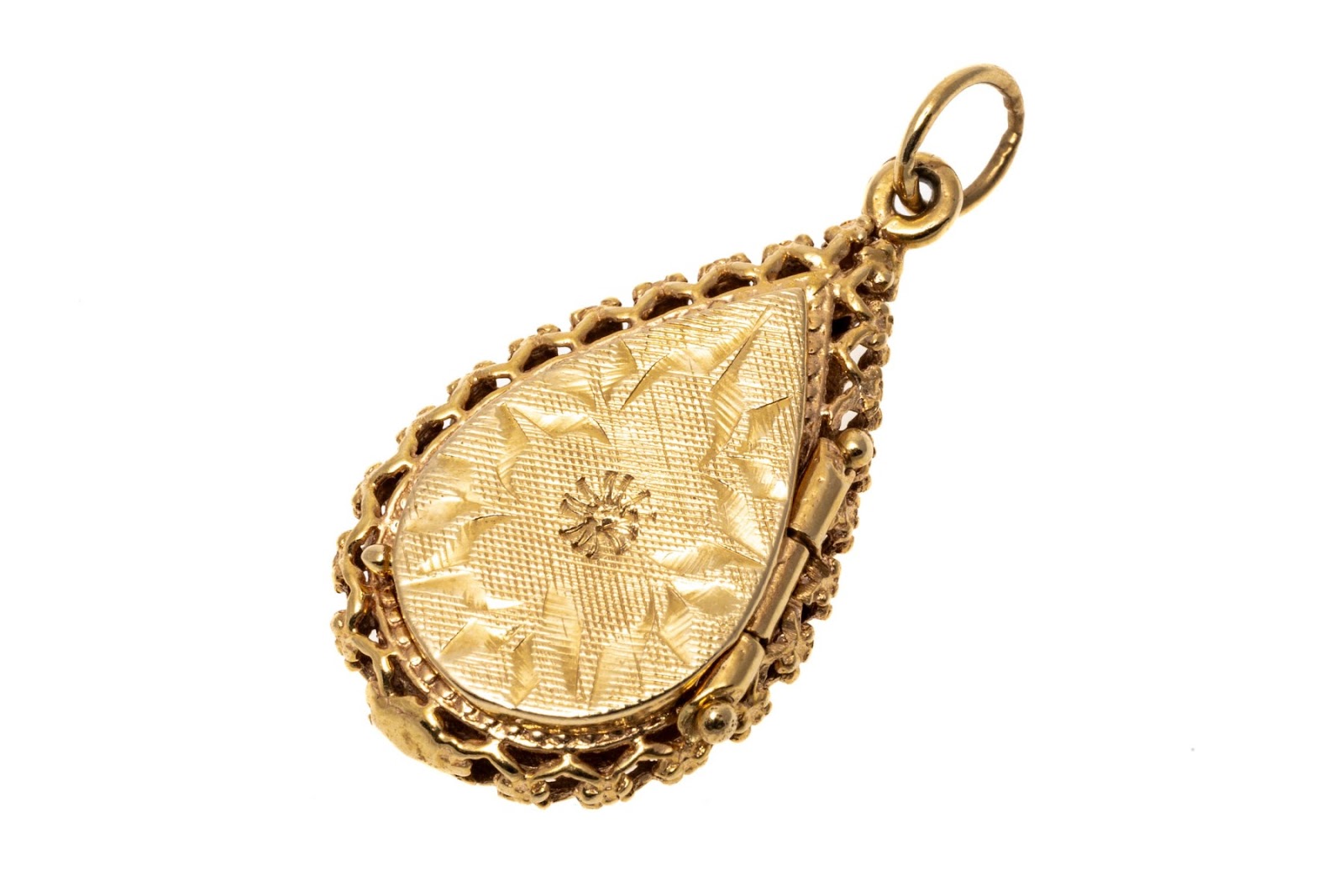  14K teardrop locket style pendant