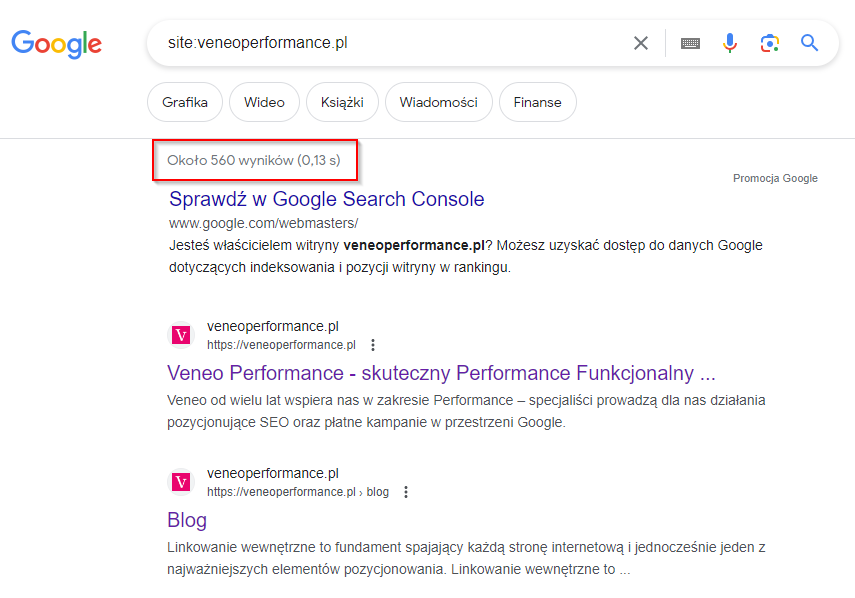 Wyniki dla zapytania site:veneoperformace.pl w Google