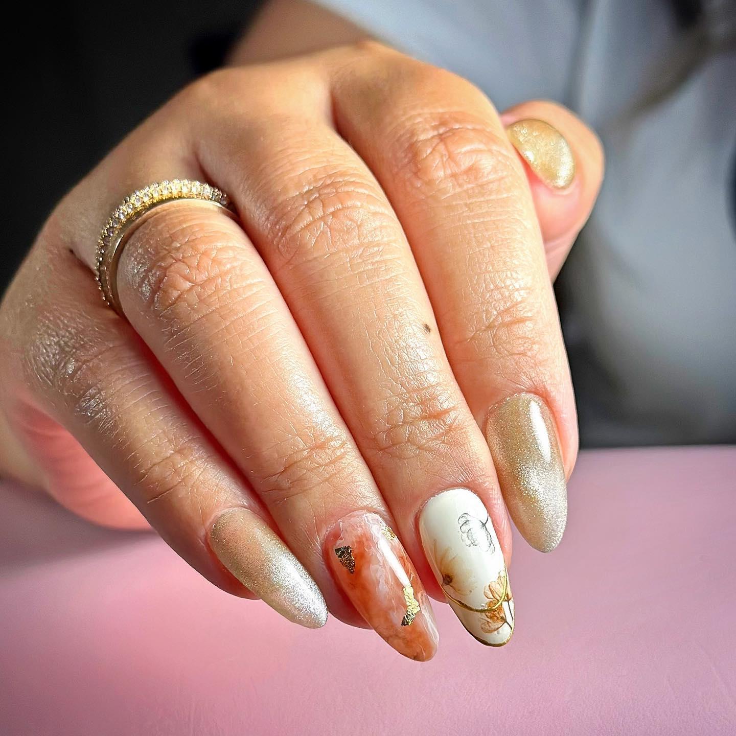 Glittering Blossoms nail design