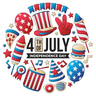 4th of July Graphic With All Celebration Decorations
