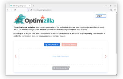 A screenshot of Optimizilla website