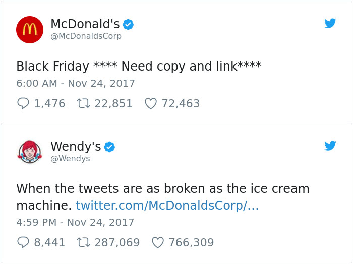 Social listening reply example from Wendy's