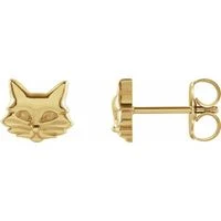 14K Yellow Tiny Cat Earrings