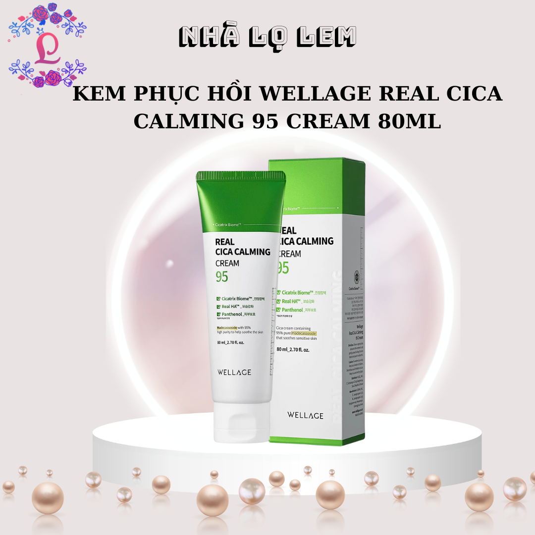 Kem dưỡng ẩm phục hồi cho da dầu mụn Wellage Real CICA CALMING 95 Cream 80ml