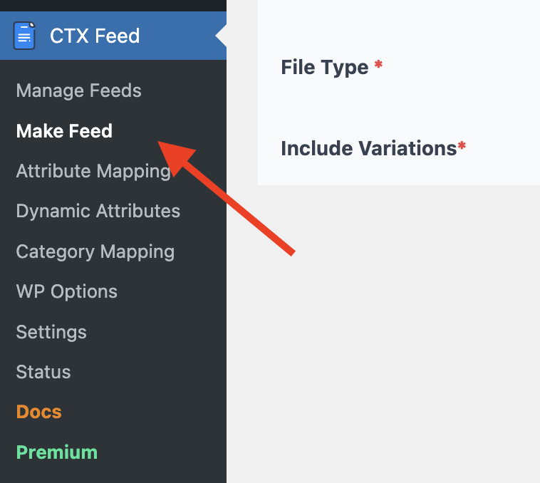 go to the CTX Feed menu 