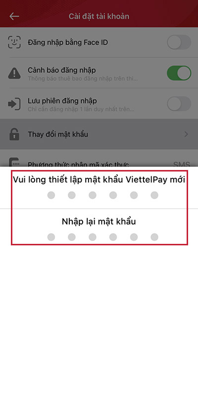 Quên mật khẩu Viettel Money