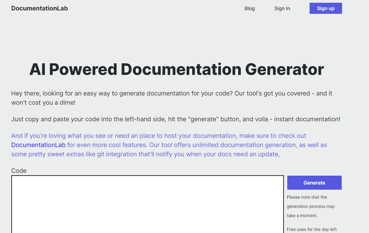 DocumentationLab AI Documentation Generator