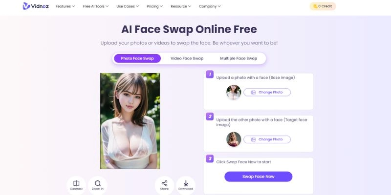 Vidnoz AI Face Swap - Free Face Swap to Make AI-Generated Sexy Women