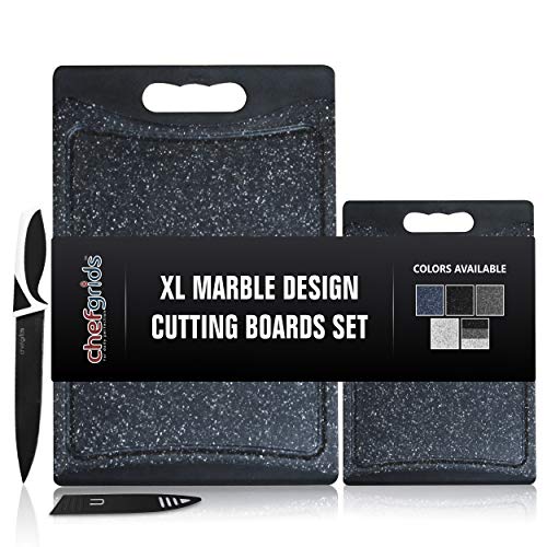 5.เขียง CHEF GRIDS Durable 2-Piece Plastic XL Marble Cutting Board