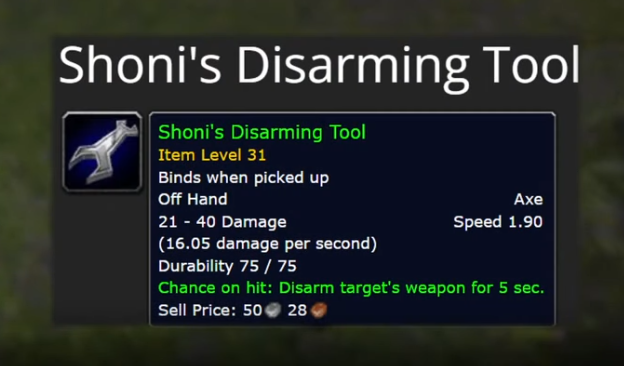 WoW SoD Shoni's Disarming Tool (Offhand Axe)