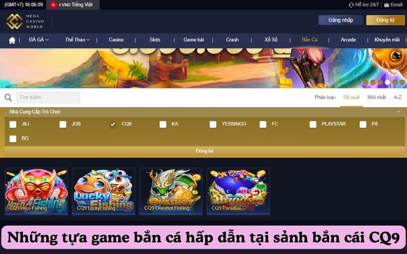 Những tựa game bắn cá hấp dẫn tại sảnh bắn cái CQ9