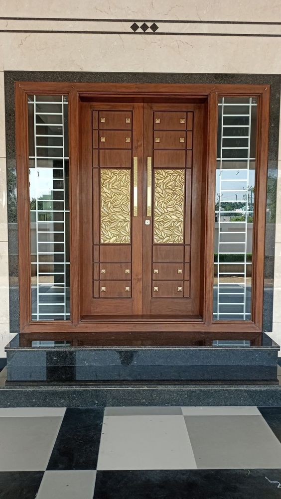Main entrance modern door design with glass