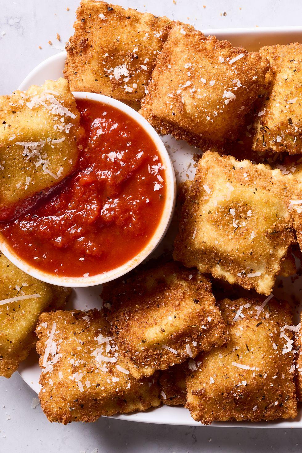 toasted ravioli squares with marinara