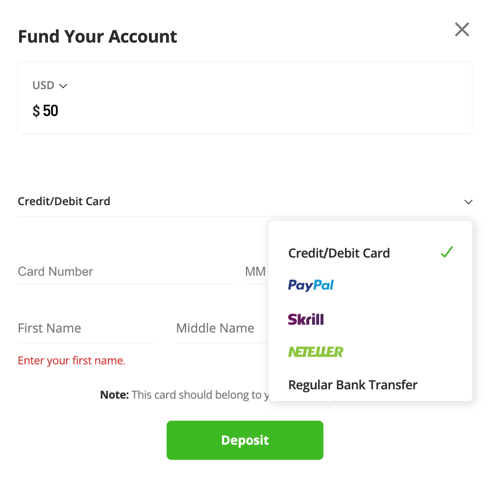 Fund Your Account 