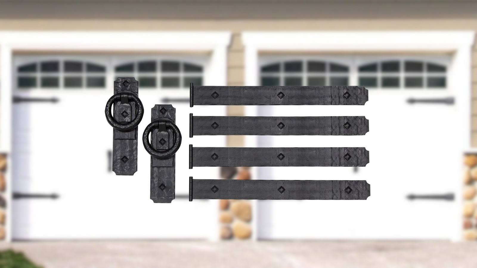 A set of garage door hardware