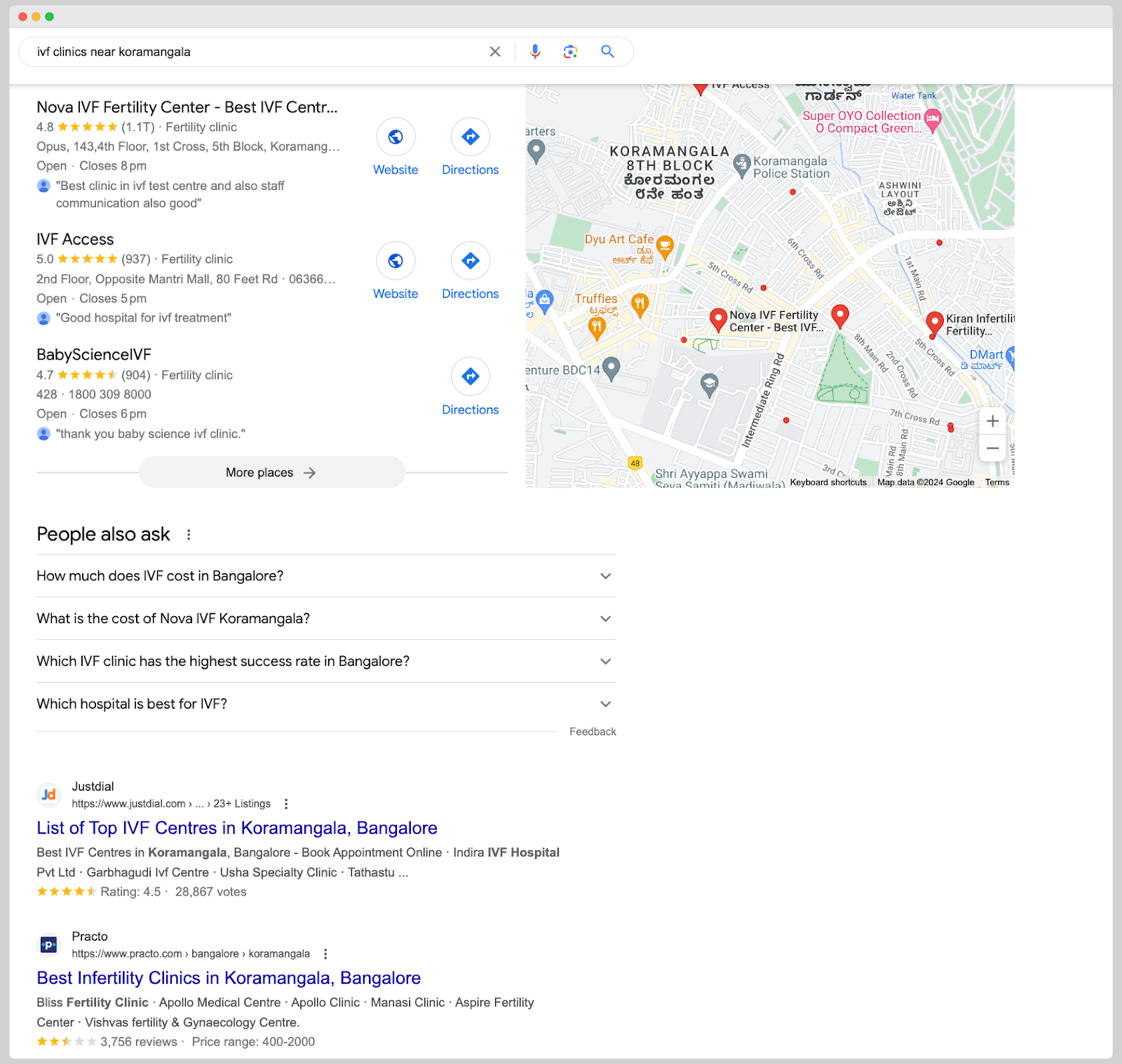 Google My Business - SERP results