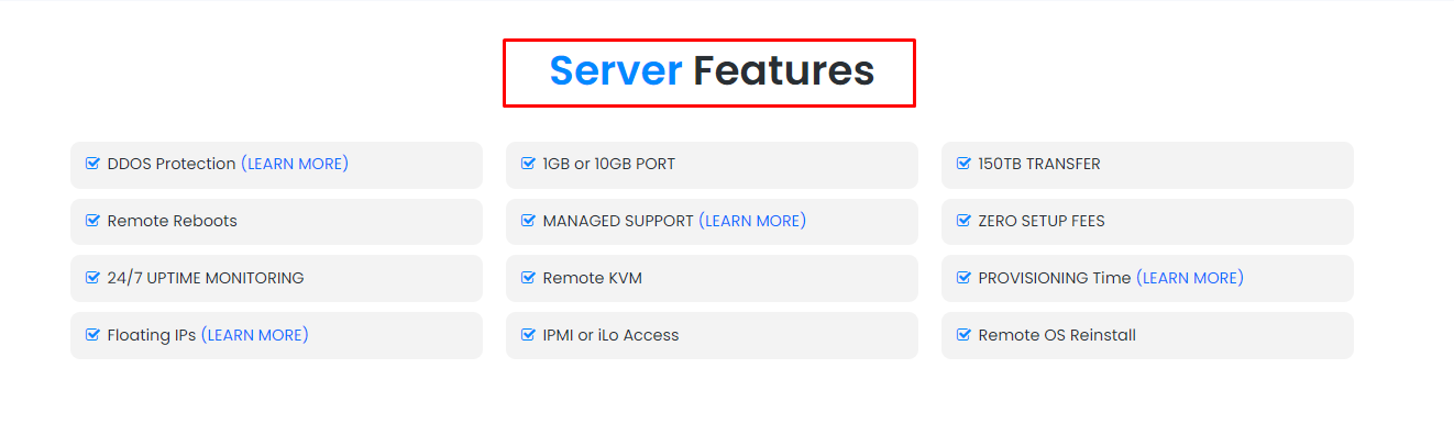 InterServer Dedicated Hosting Features 