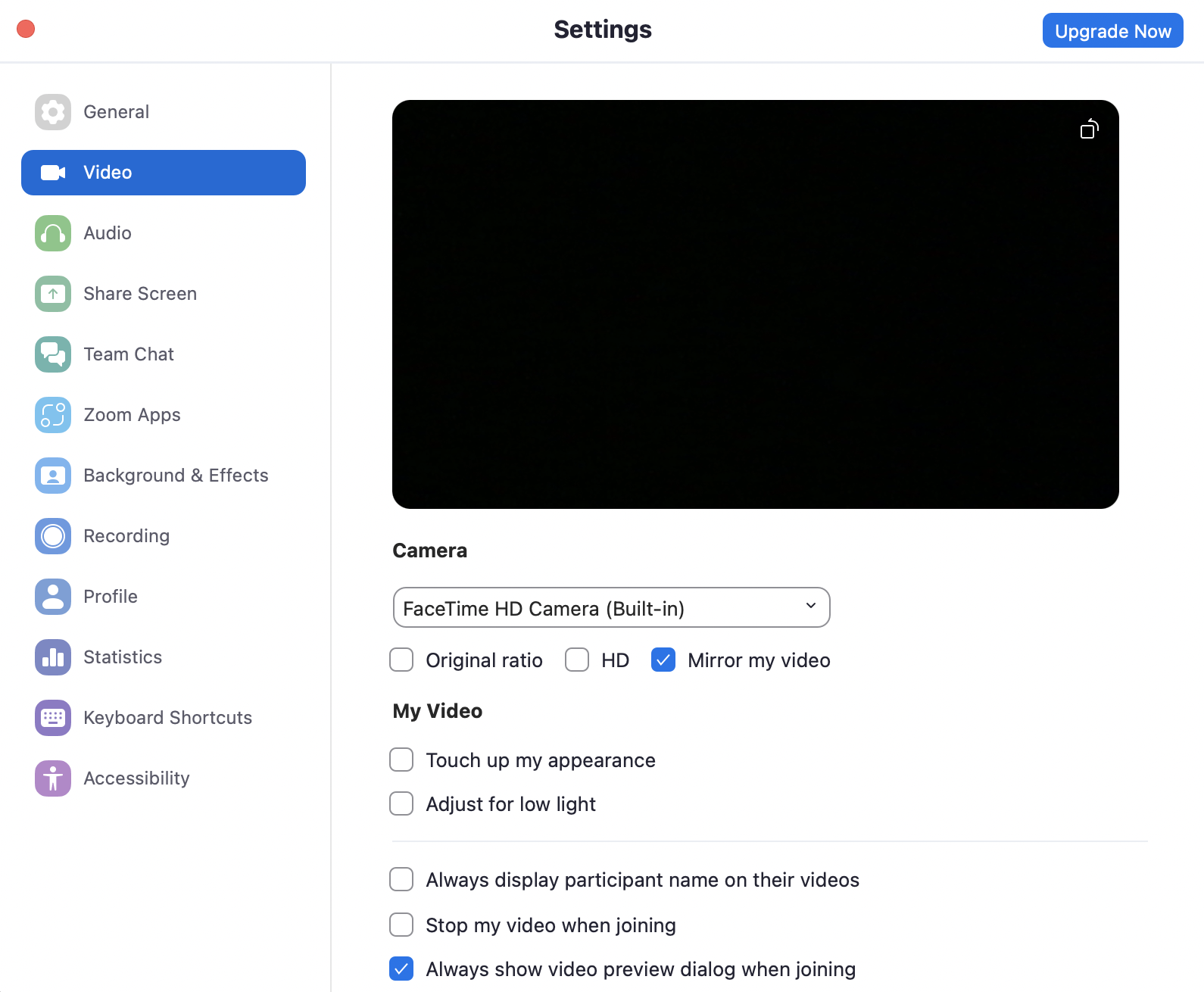 Zoom test meeting - Preview your video in Zoom app settings on desktop