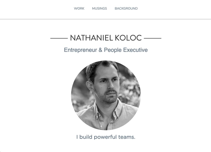 resume website examples; Nathaniel Koloc