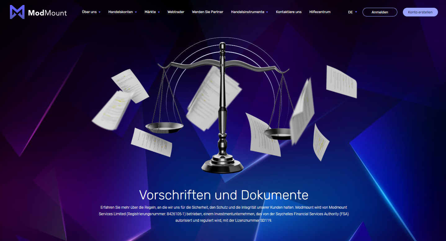 Modmount ist ein regulierter und sicherer Broker, überprüfen Sie die Regulierungsdetails auf der rechtlichen Website