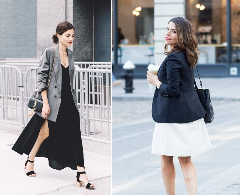 Mẫu phối blazer với váy trơn thanh lịch